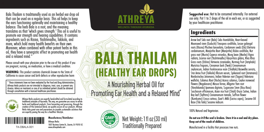Ear Oil (Bala Thailam)